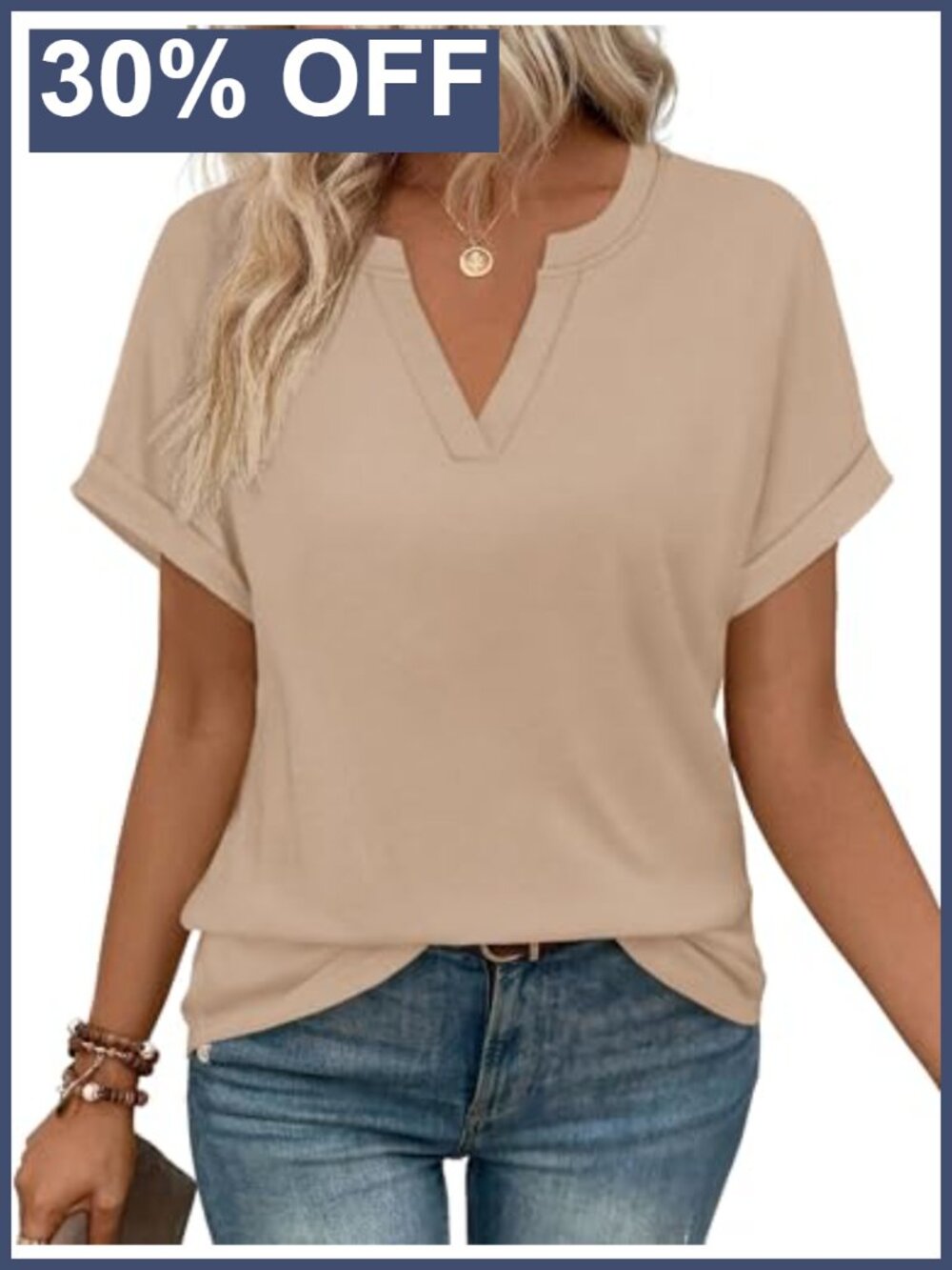 Womens V-Neck Short Sleeve Blouse Loose Fit Tunic Top Casual Summer Shirt